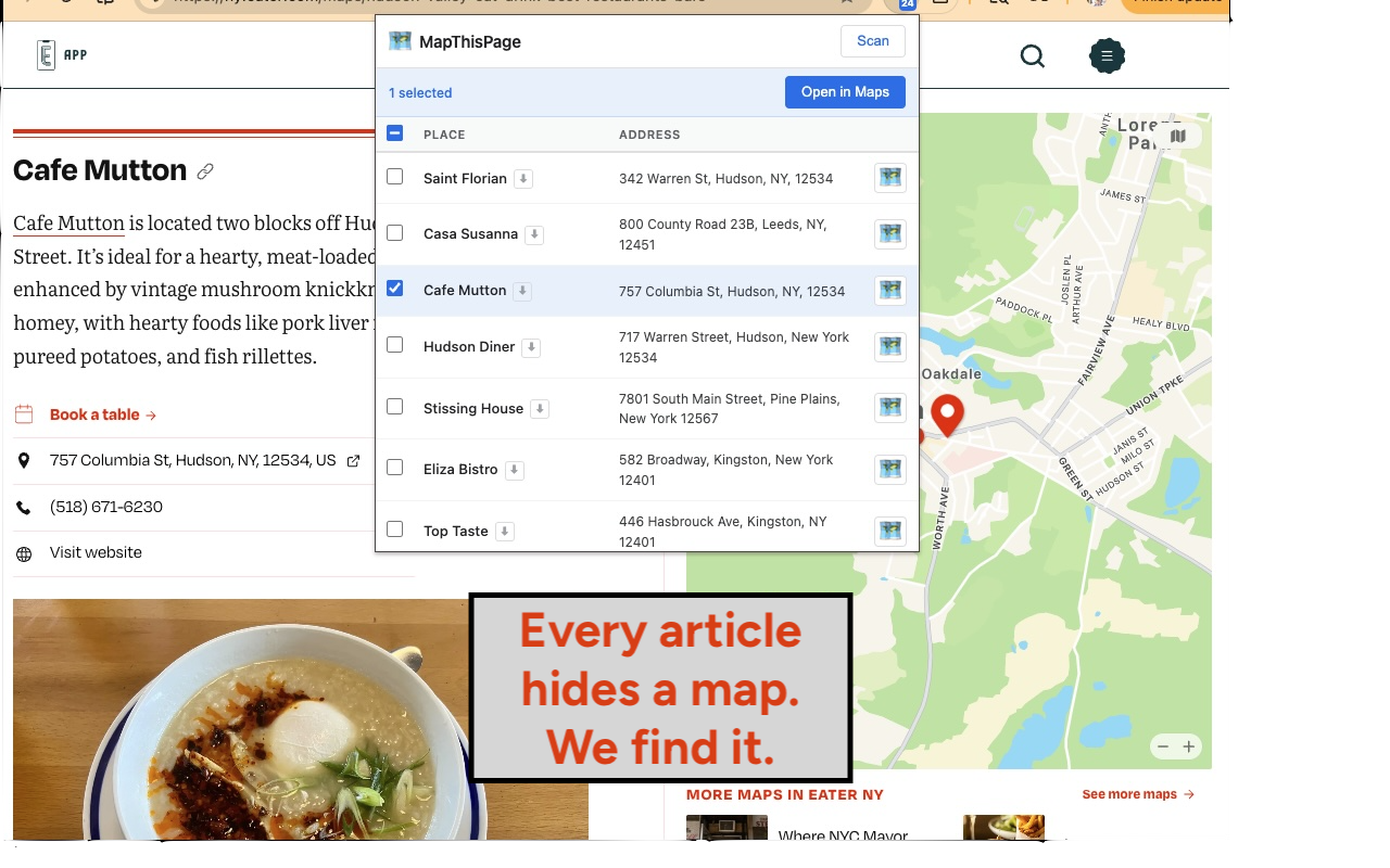MapThisPage Chrome extension screenshot