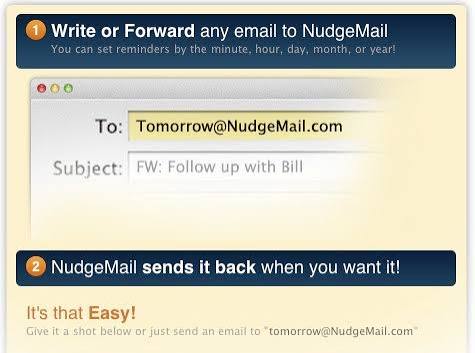 Nudgemail email reminder interface